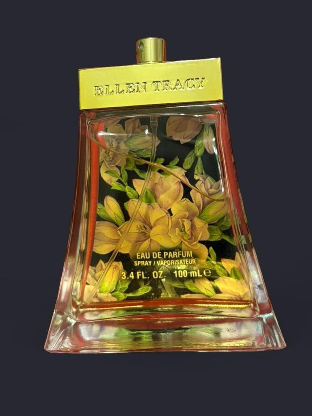 Adia Floral Glass Perfume Bottle with Yellow Cap